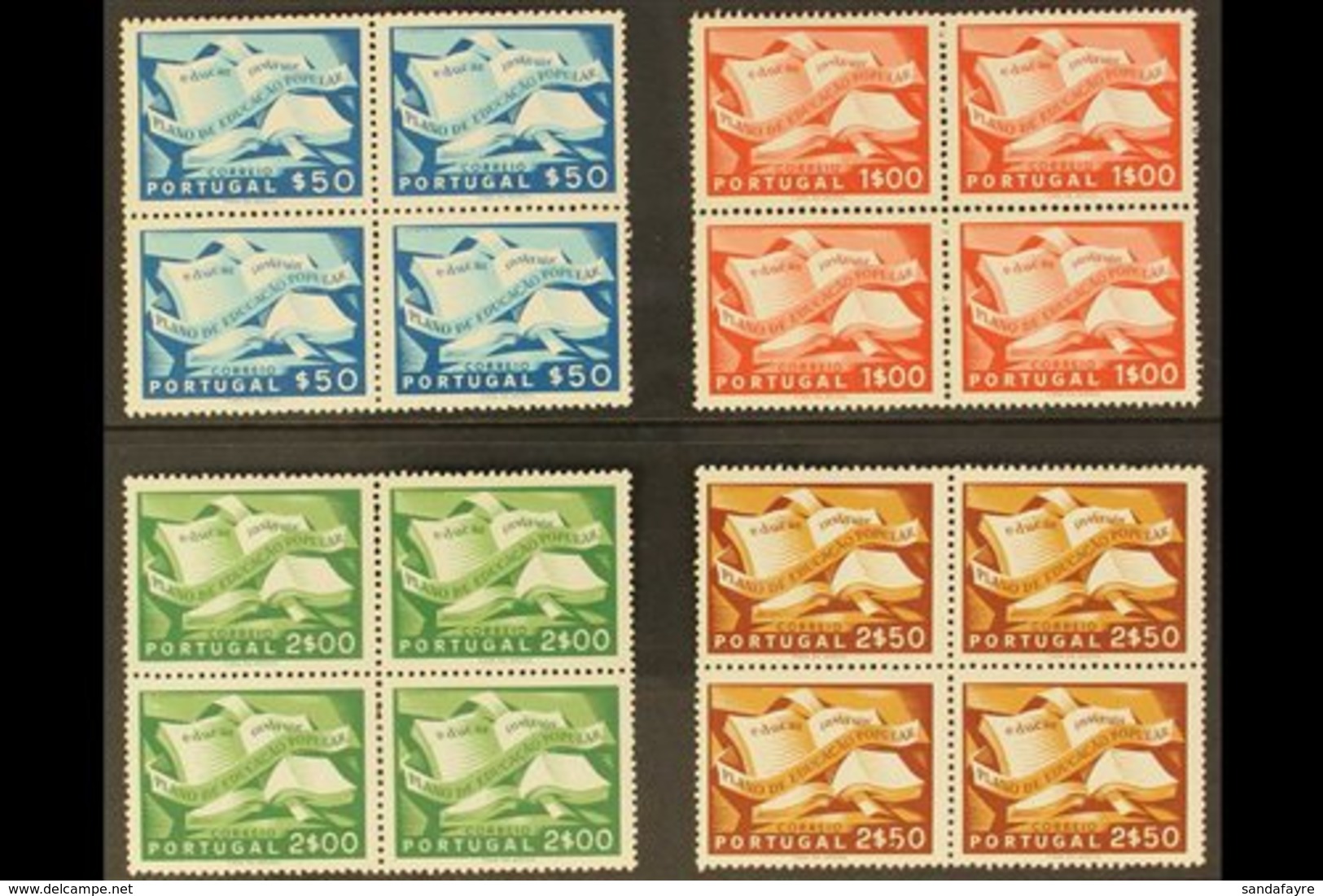 1954 People's Education Plan Complete Set (SG 1112/15, Michel 825/28), Fine Mint BLOCKS Of 4, Two Stamps In Each Block A - Autres & Non Classés