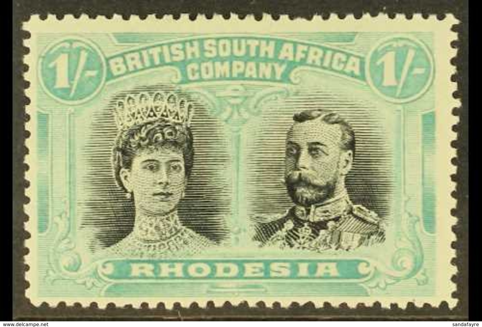 1910 1s Black And Pale Blue Green "Double Head", SG 152, Very Fine Mint. For More Images, Please Visit Http://www.sandaf - Otros & Sin Clasificación