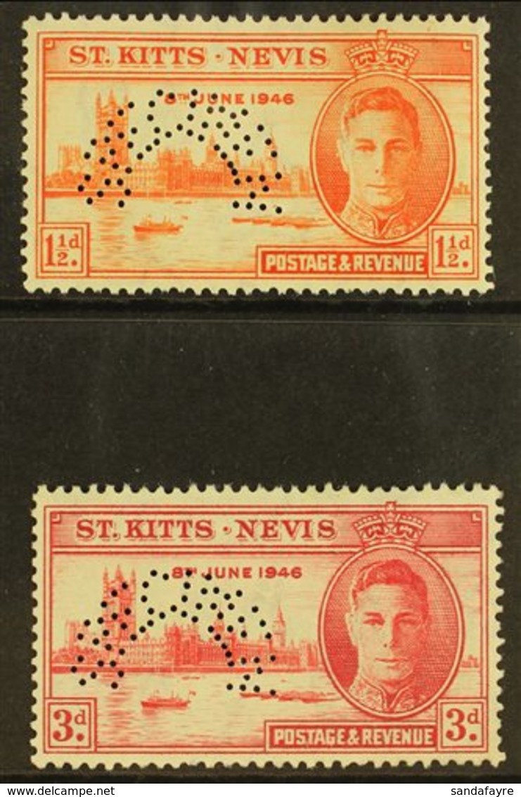 1946 Victory Pair, Perforated "Specimen", SG 78s/9s, Very Fine Mint Og. (2 Stamps) For More Images, Please Visit Http:// - St.Kitts And Nevis ( 1983-...)