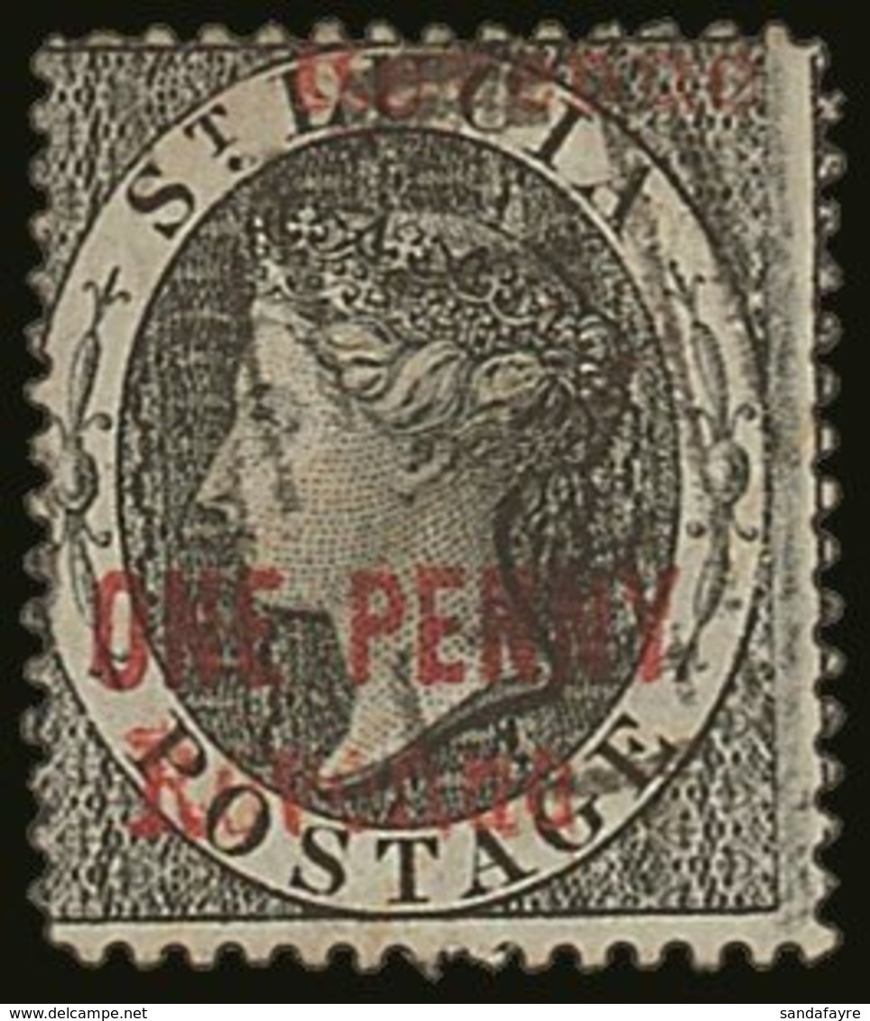 1883 1d Black Postal Fiscal, Variety "Revenue Printed DOUBLE At Foot And At Top",  SG F21b, With Neat A11 Cancel.  For M - St.Lucia (...-1978)