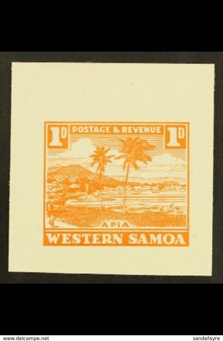 1935 PICTORIAL DEFINITIVE ESSAY Collins Essay For The 1d Value In Orange On Thick White Paper, The "Apia" Design (but No - Samoa