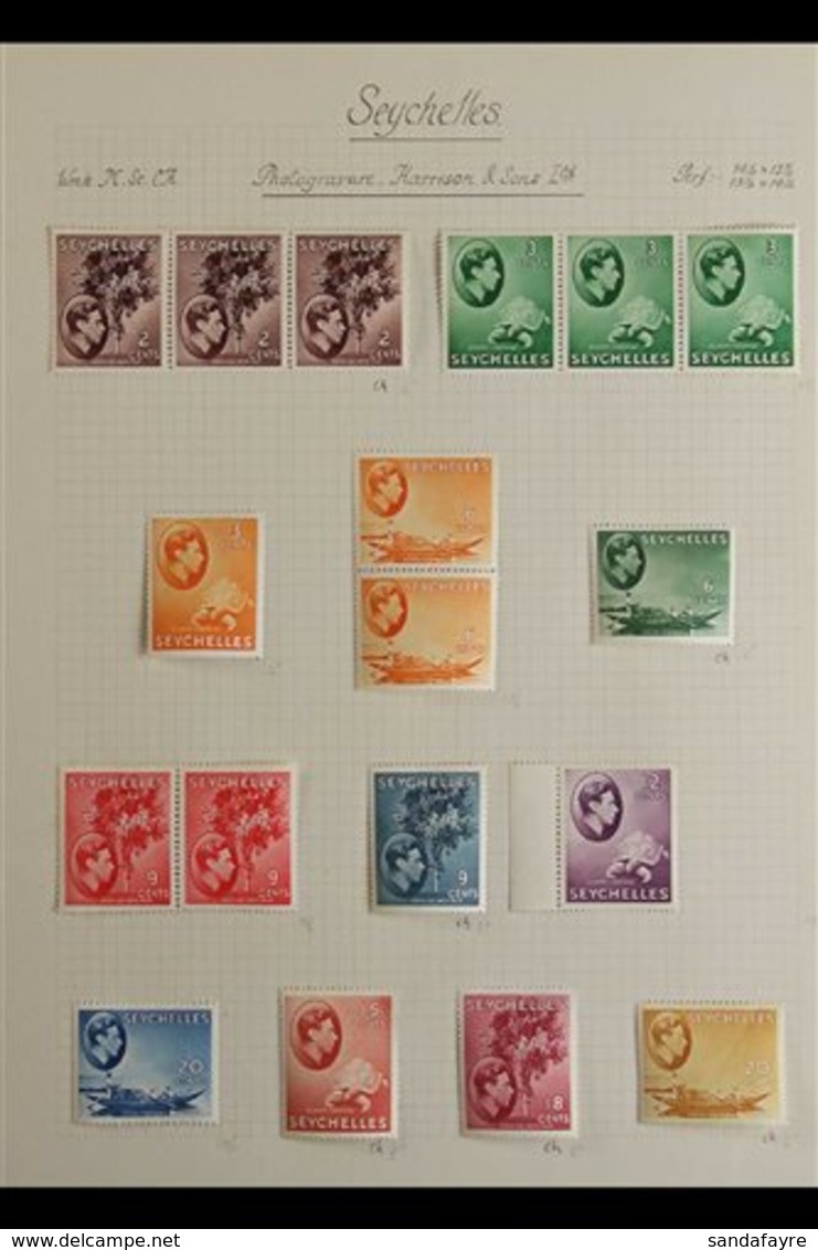 1937-1952 FINE MINT COLLECTION On Leaves, Includes 1938-49 Set All As Chalky Papers Variants (note 30c Carmine NHM, 30c  - Seychelles (...-1976)