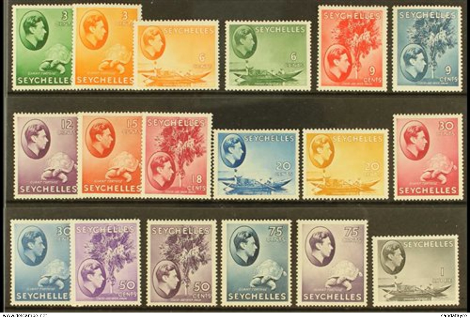 1938-49 MINT CHALK PAPERS SELECTION Presented On A Stock Card That Includes An ALL DIFFERENT Selection With Most Values  - Seychelles (...-1976)