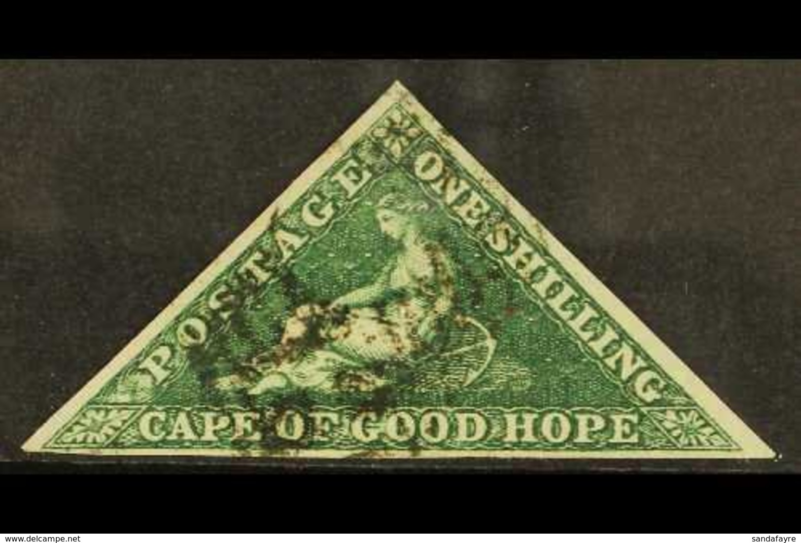 CAPE OF GOOD HOPE 1855-63 1s Deep Dark Green Triangular, SG 8b, Fine Used With 3 Good Neat Margins & Fresh Original Colo - Sin Clasificación