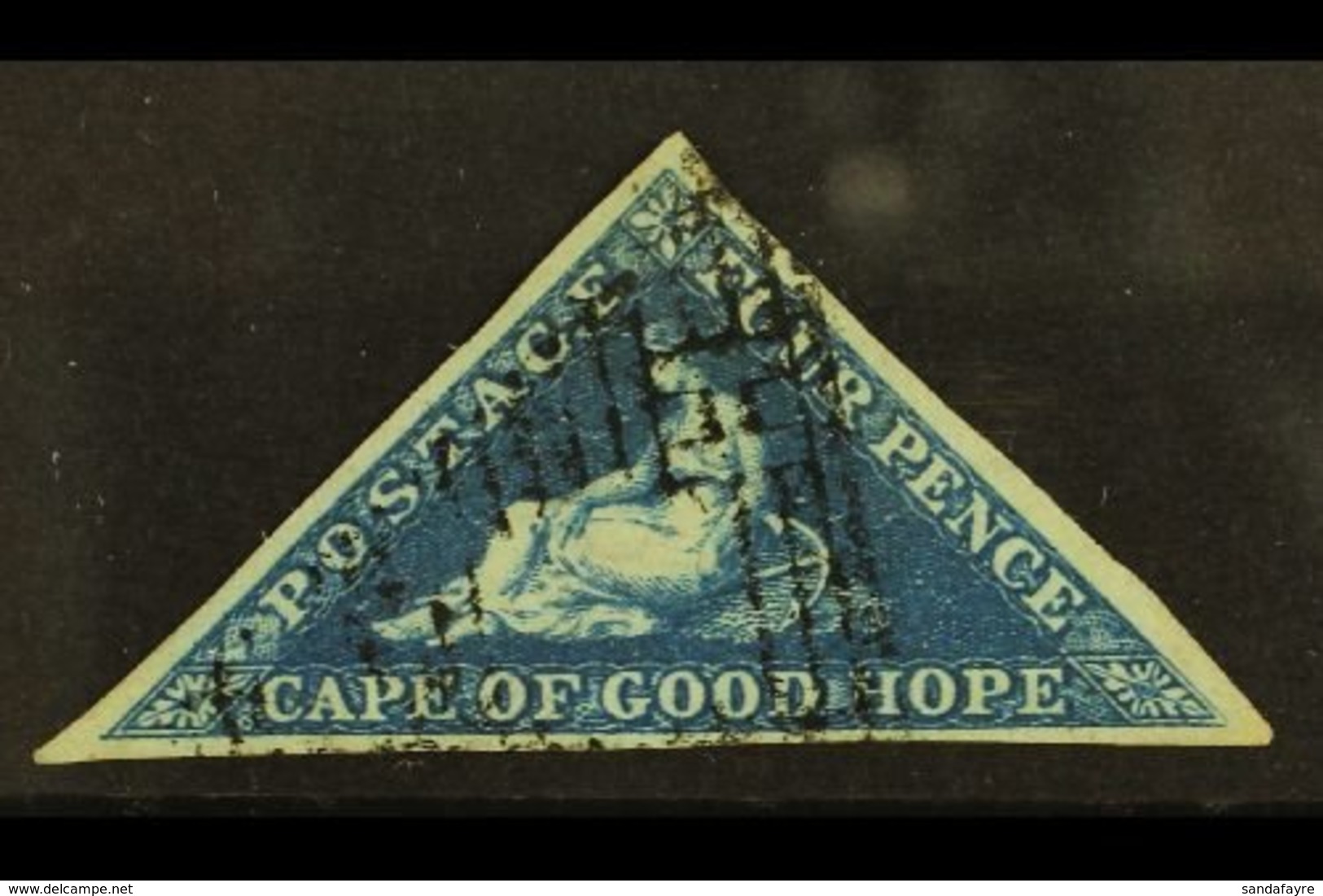 CAPE OF GOOD HOPE 1853 4d Deep Blue, SG 2, Very Fine Used With 3 Good Margins. Richter Photo Certificate. For More Image - Non Classés