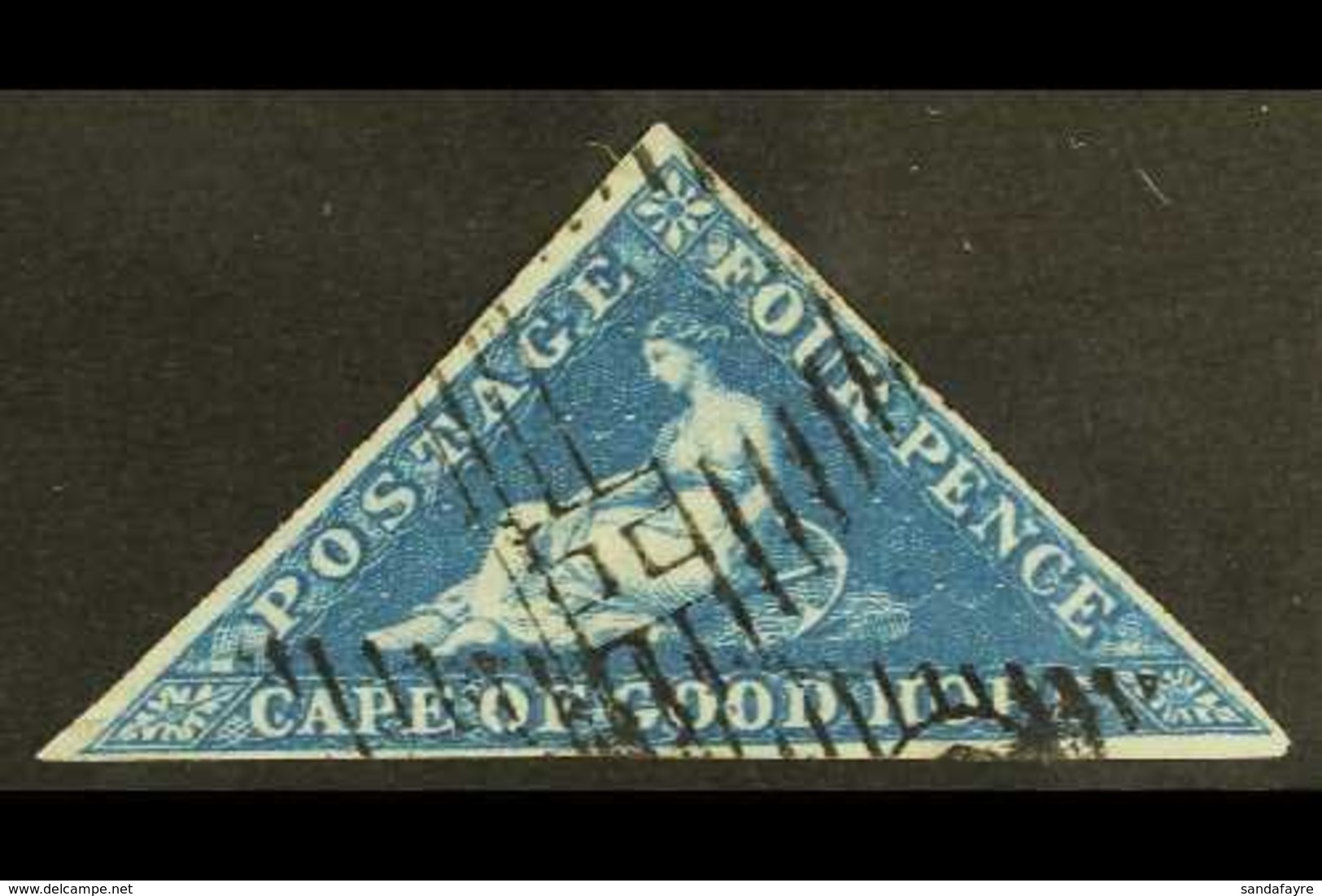 CAPE OF GOOD HOPE 1853 4d Deep Blue On Deeply Blued Paper Triangular, SG 2, Very Fine Used With 3 Good Full Margins & Cr - Unclassified