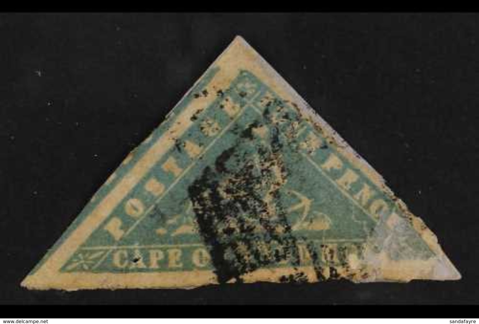 CAPE OF GOOD HOPE 1861 4d Pale Grey-blue "Wood-block" Issue, SG 14a, Good To Fine Used, But Stamp Damaged And Right Corn - Non Classés