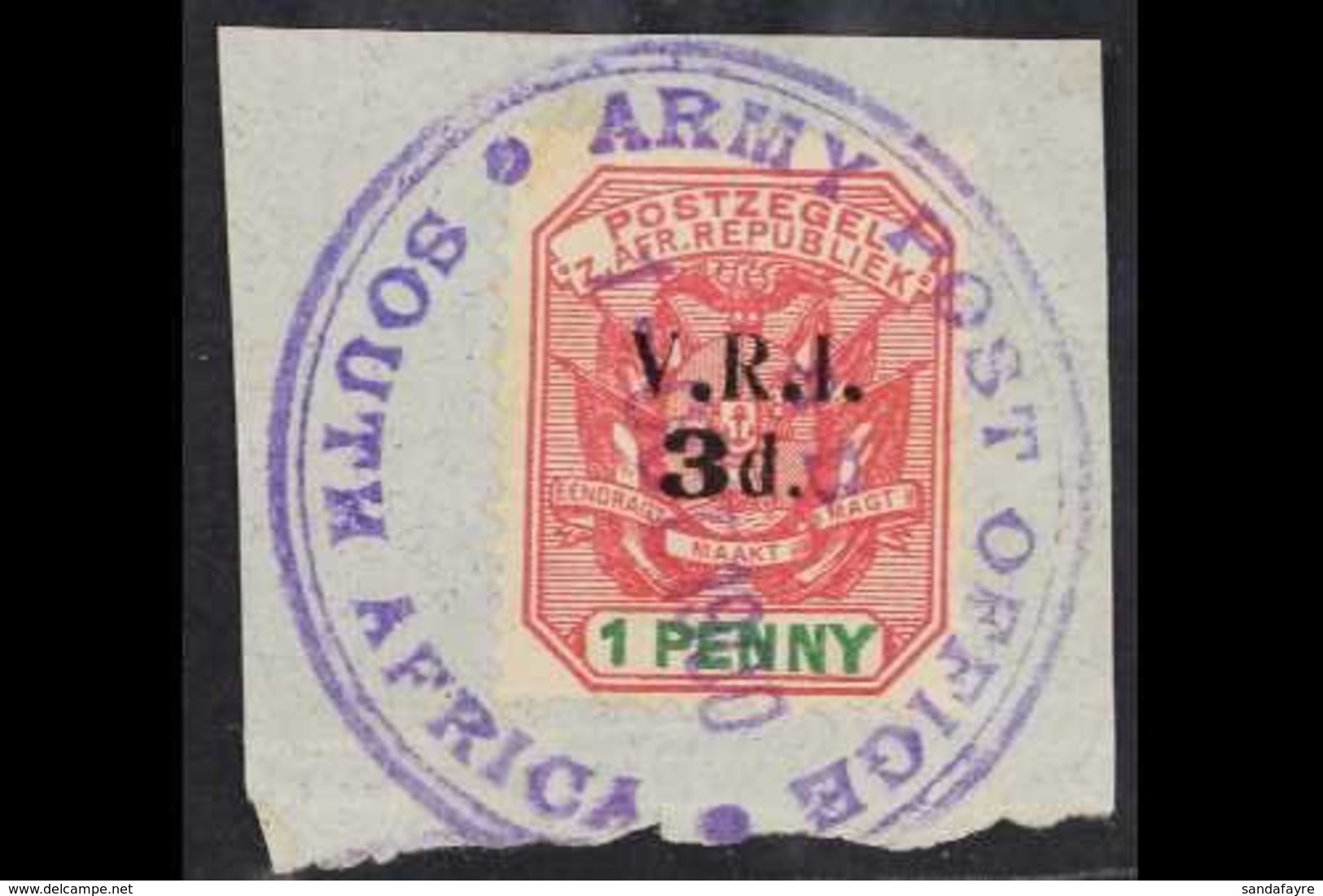 LYDENBURG 1900 (Sept) 3d On 1d Rose-red And Green Of Transvaal With "V.R.I." Overprint, SG 5, Very Fine Used On Piece Wi - Ohne Zuordnung