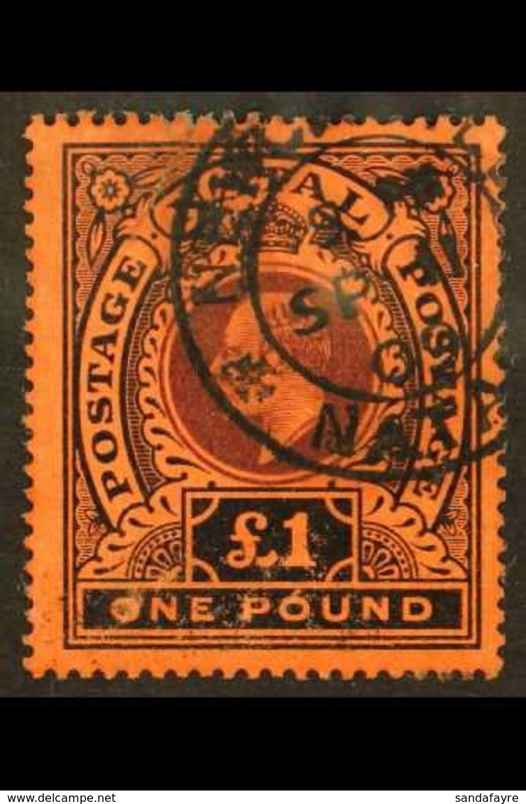NATAL 1908-09 £1 Purple And Black On Red, Used With Closed Tear, But Still A Good Looker With Neat Part "NEWCASTLE" Cds  - Non Classés