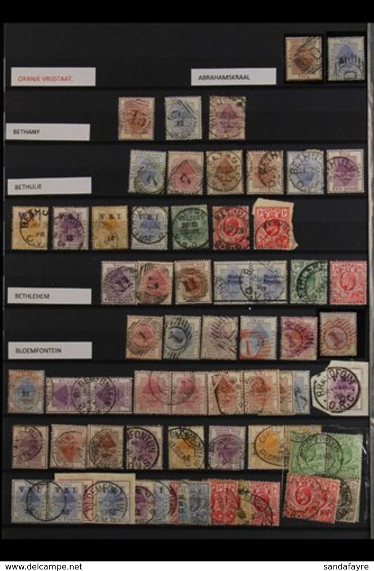 ORANGE FREE STATE / ORANGE RIVER COLONY POSTMARKS COLLECTION, Mostly On Single Stamps With Some Pairs & Blocks Of Four,  - Non Classés