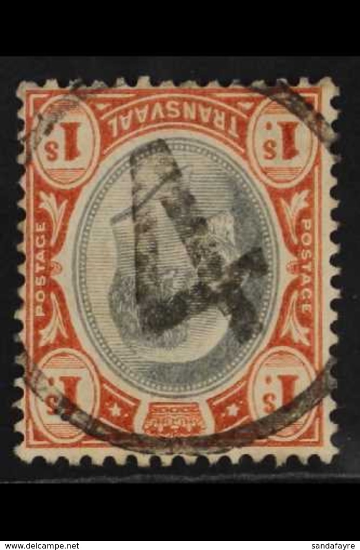TRANSVAAL NEW DISCOVERY 1904-09 1s Black & Red-brown With INVERTED WATERMARK Variety, SG 267 Var, Fine Used With "4" In  - Unclassified