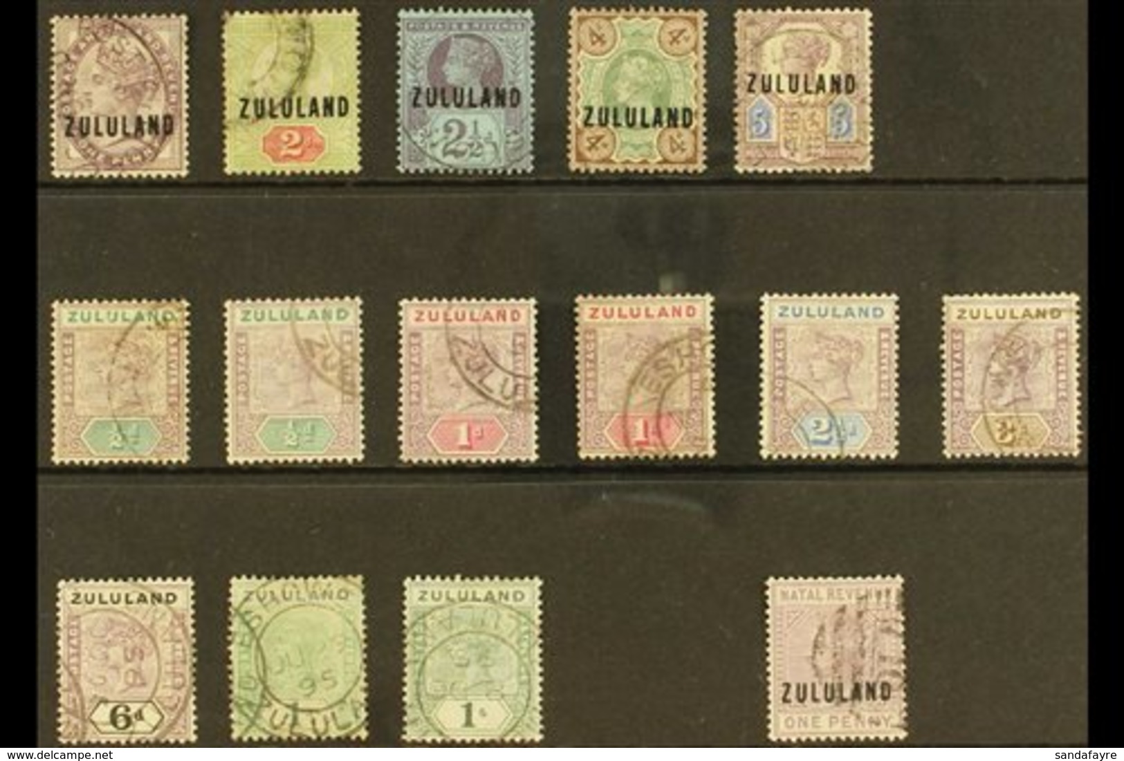 ZULULAND 1888-1894 Used Group On A Stock Card, Includes 1888-93 Opts Vals To 2d, 2½d, 4d & 5d, 1894-96 Set To 1s (x2) Et - Unclassified