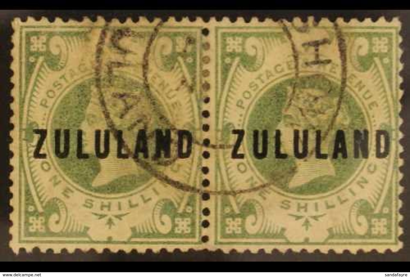 ZULULAND 1888 1s Dull Green, SG 10. Used Horizontal Pair With Central Part Enshove Cds Cancel. For More Images, Please V - Unclassified