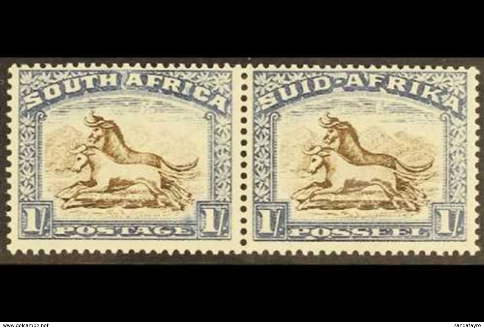 1933-48 1s Brown And Chalky Blue With WEAK SHADING ON MOUNTAIN Variety On The English Stamp, SG 62 Var, Never Hinged Min - Non Classés