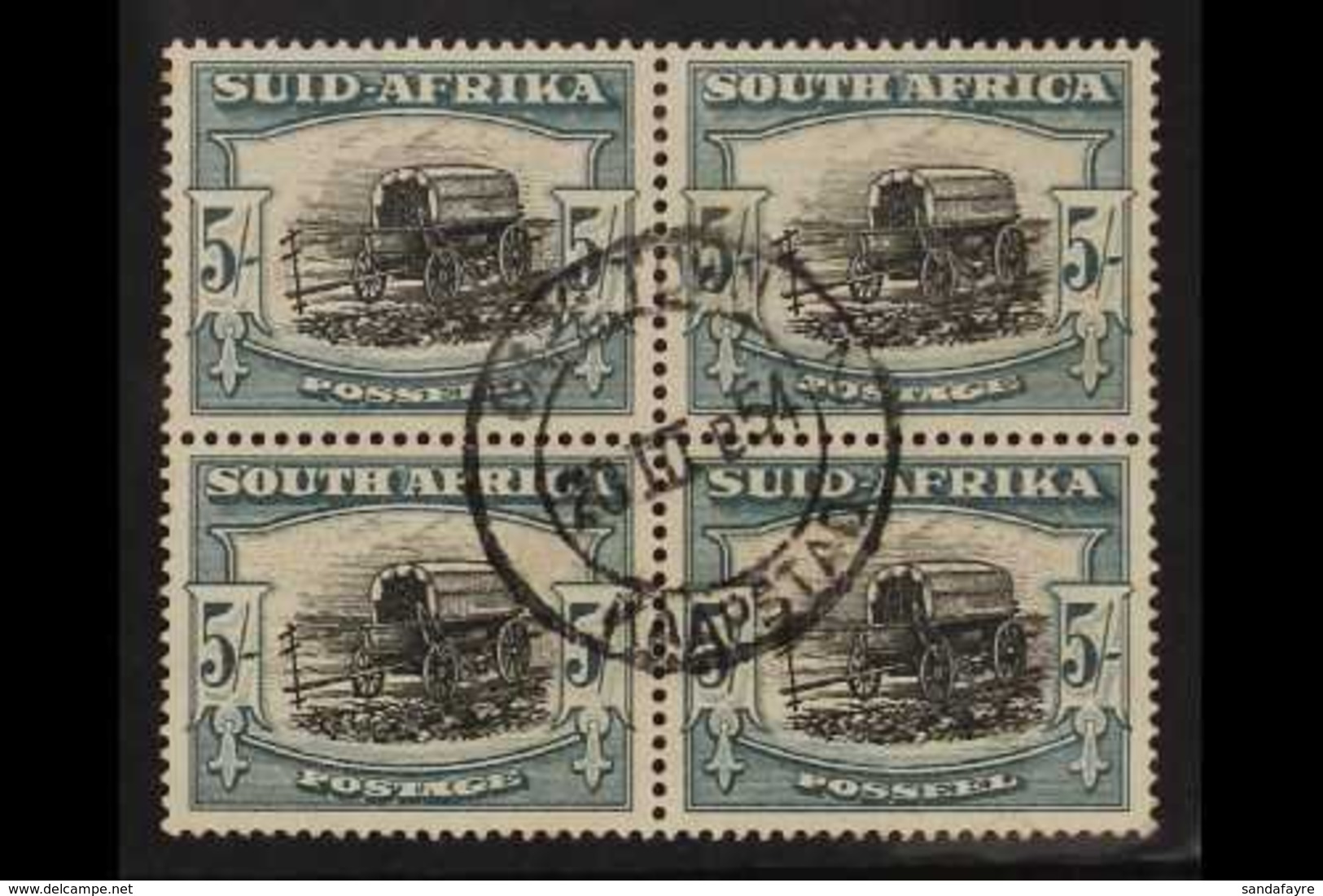 1947-54 5s Black And Pale Blue-green, SG 122, BLOCK OF FOUR Very Fine Used. For More Images, Please Visit Http://www.san - Non Classés