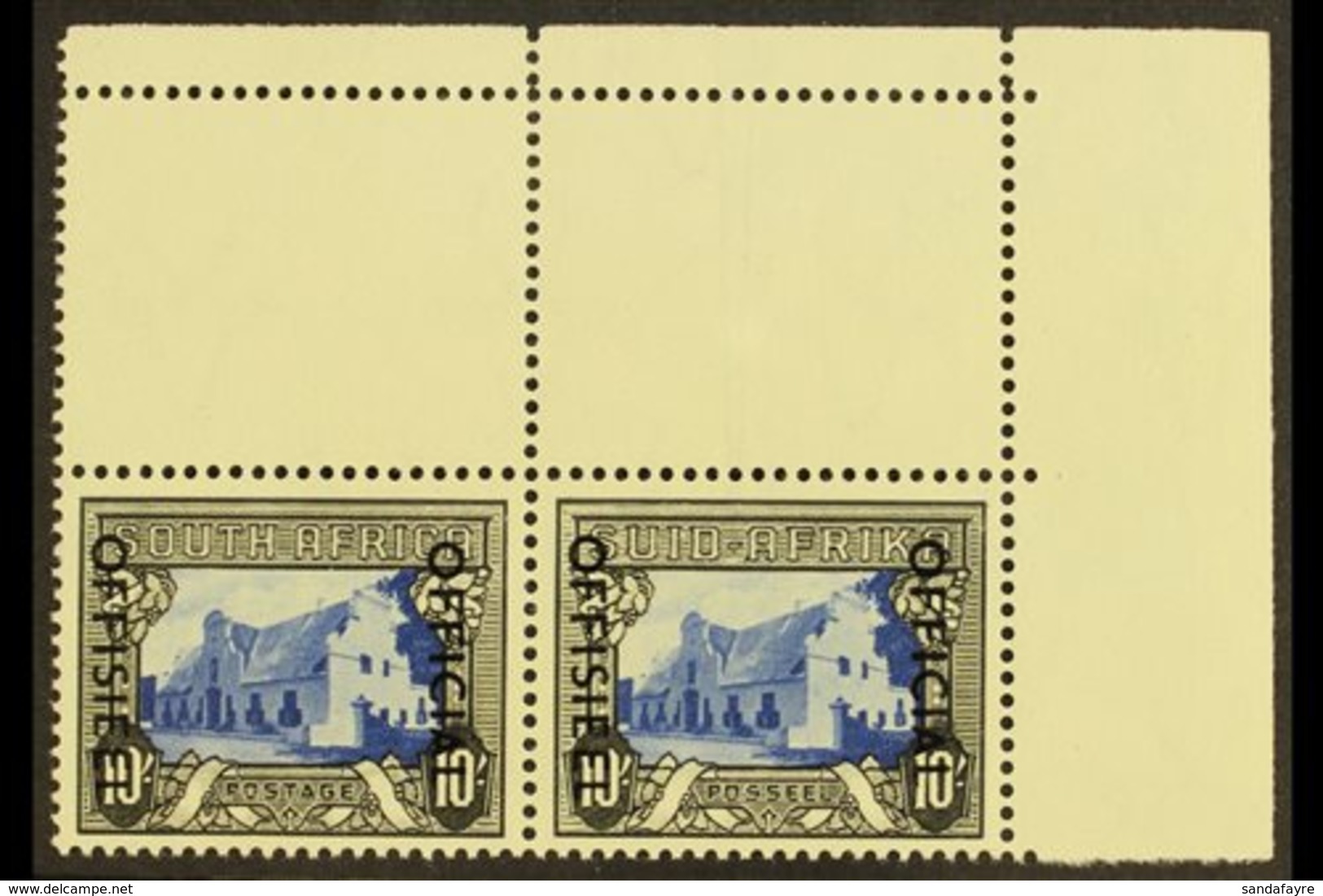 OFFICIAL 1950-4 10s Blue & Charcoal, SG O51, Never Hinged Mint, Corner Marginal Example. For More Images, Please Visit H - Sin Clasificación