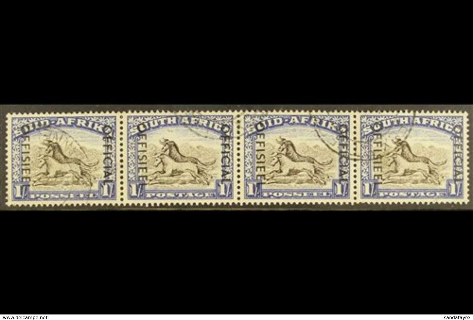 OFFICIALS 1950-54 1s Blackish Brown & Ultramarine Overprint, SG O47a, Fine Cds Used Horizontal STRIP Of 4, Fresh & Very  - Unclassified