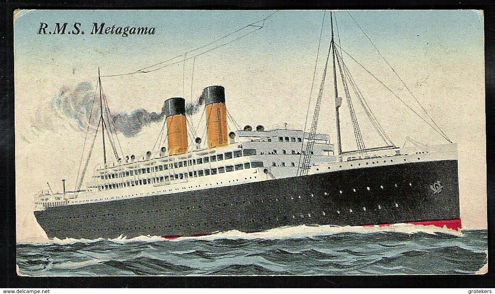 Ship R.M.S Metagama Sent Liverpool 1920 > Lausanne / CH - Paquebots