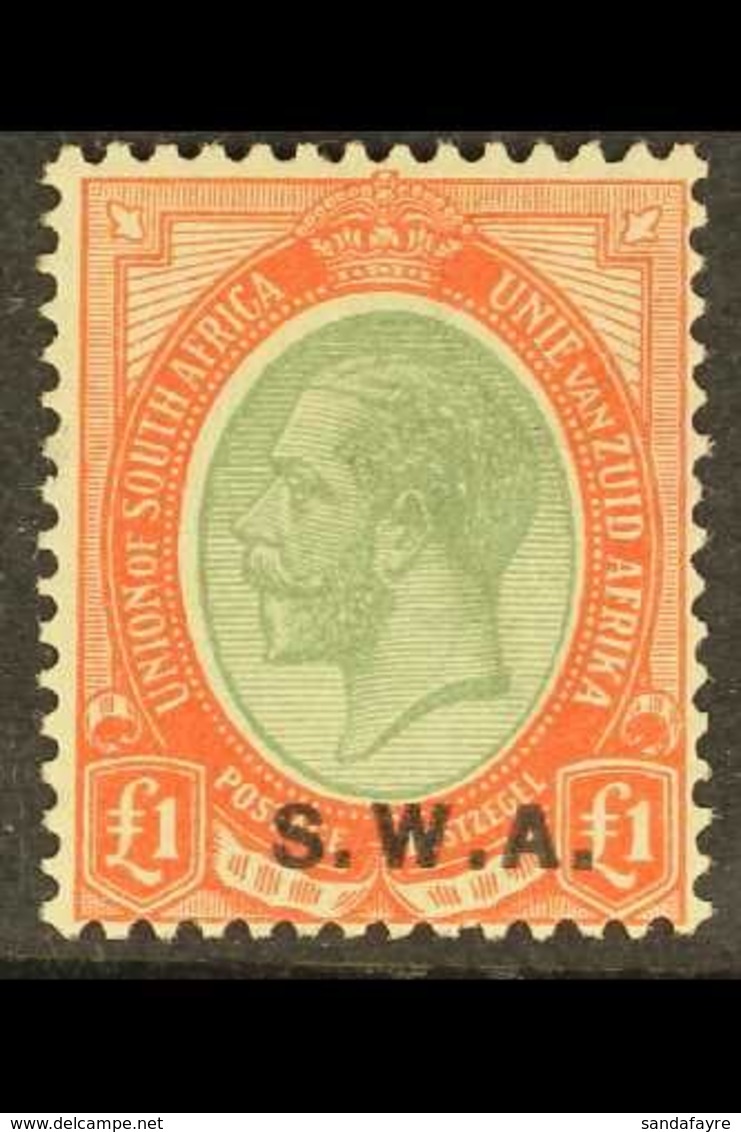 1927-30 £1 Pale Olive Green & Red "SWA" Opt'd, SG 57, Fine, Very Lightly Hinged Mint For More Images, Please Visit Http: - Südwestafrika (1923-1990)