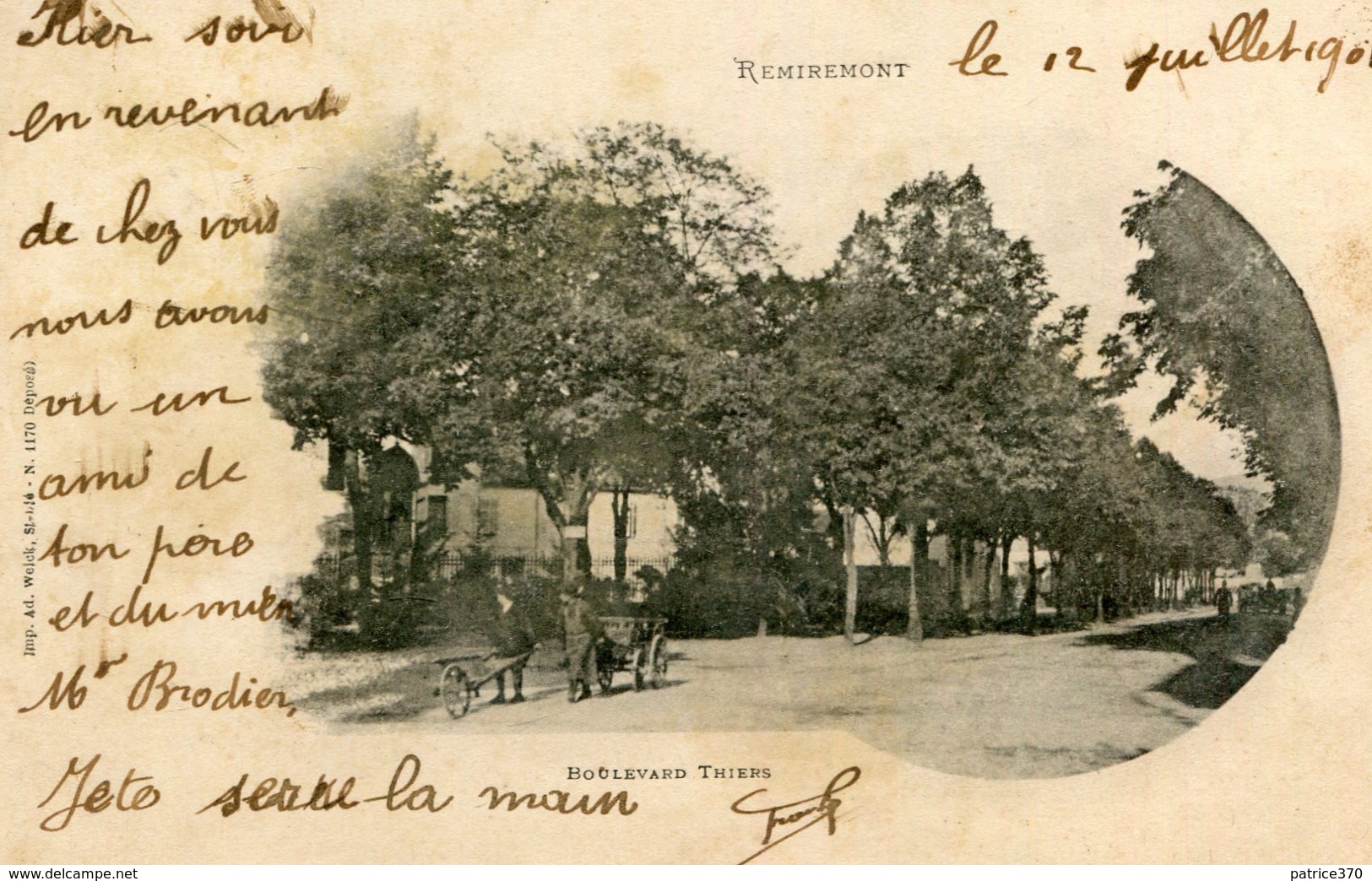 REMIREMONT - Boulevard Thiers Ecrit à La Maison Forestière Du Tay à Bussang - Remiremont