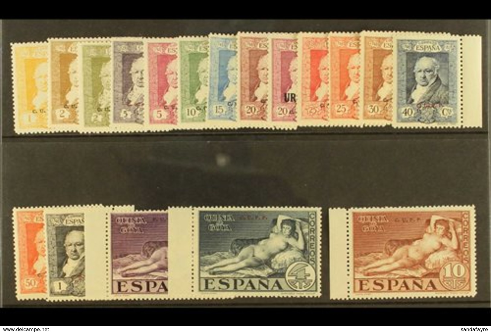 1930 Goya Centenary Complete Postage And Express Set Overprinted "C.U.P.P.", Edifil 499H/516H, Never Hinged Mint Margina - Sonstige & Ohne Zuordnung