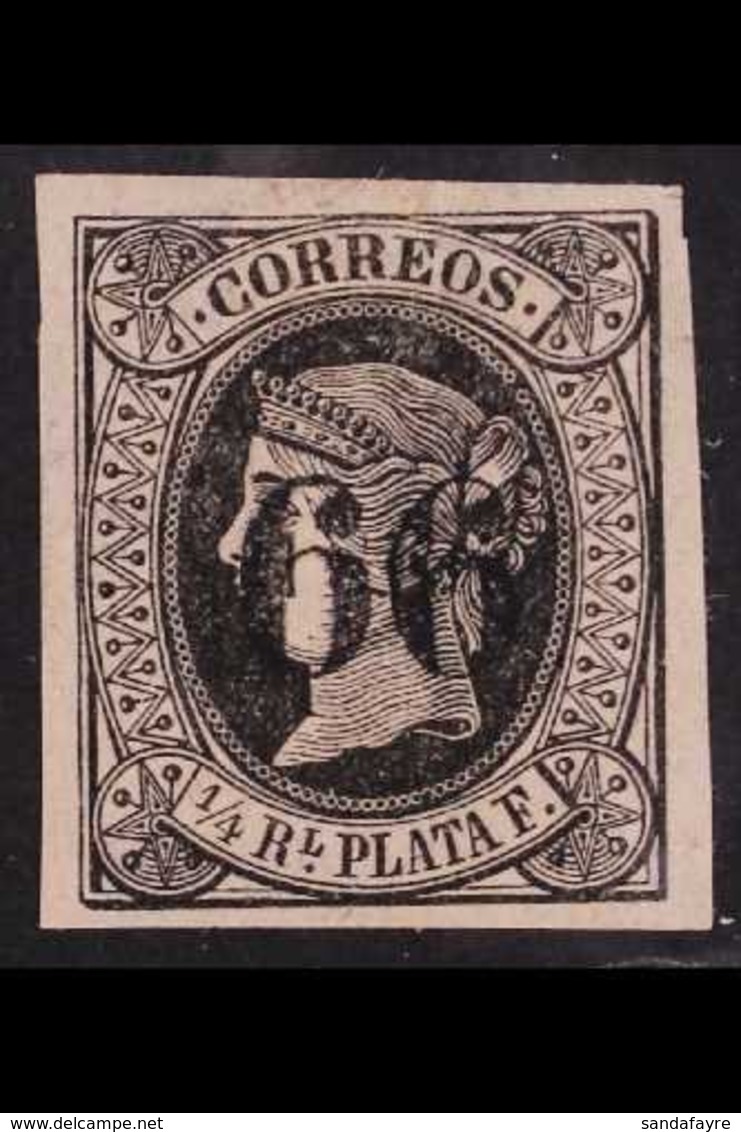 CUBA 1866 (Nov) ¼r Black/buff Overprinted With Small "1866" Then Further Overprinted With Large "66", Very Fine Mint Wit - Autres & Non Classés