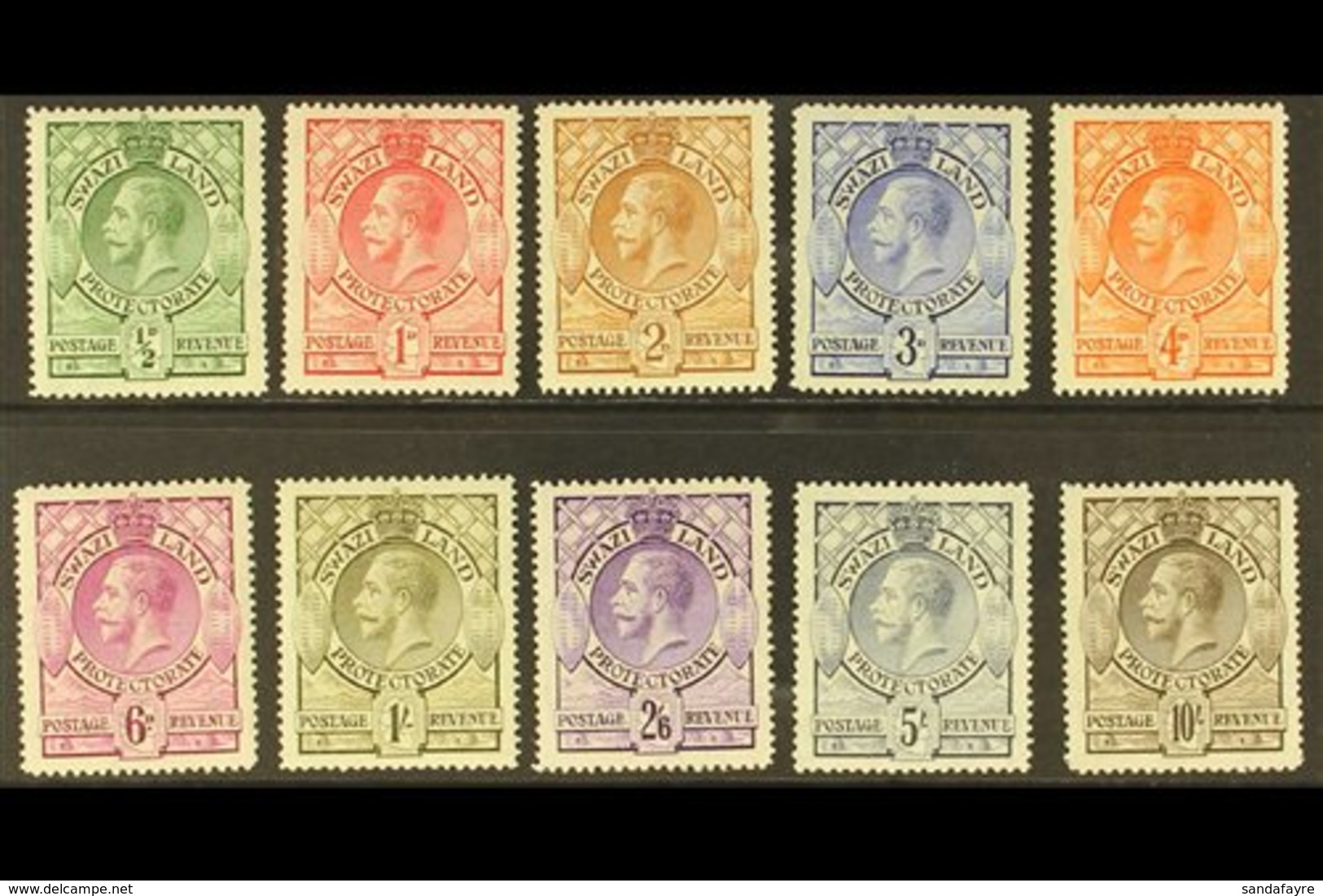 1933 KGV Portrait Complete Set, SG 11/20, Fine Mint With Expertizing Marks To Rear (10 Stamps) For More Images, Please V - Swasiland (...-1967)