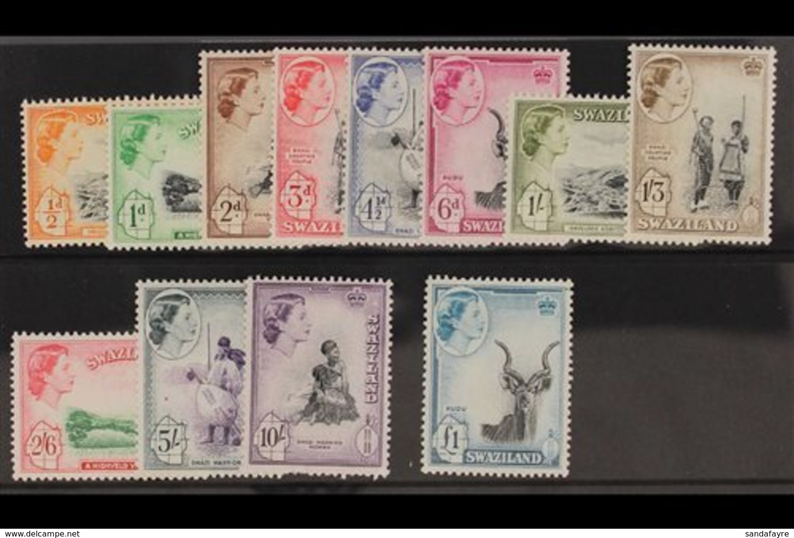 1956 Complete Definitive Set, SG 53/64, Fine Never Hinged Mint. (12 Stamps) For More Images, Please Visit Http://www.san - Swasiland (...-1967)