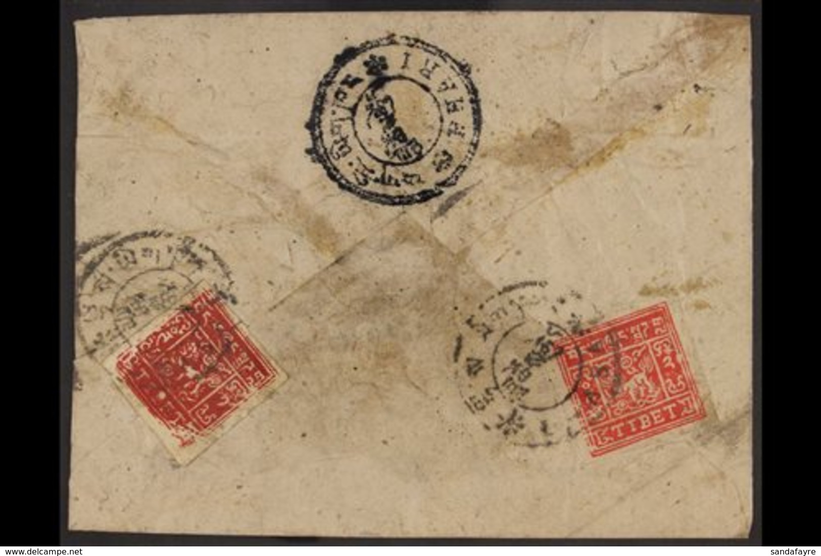 1933 - 60 1t Carmine And 2t Scarlet On Native Cover From Lhasa With Phari Arrival. Very Fine For This.  . For More Image - Tíbet