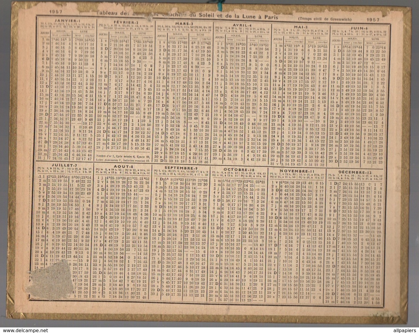 Calendrier Almanach Des P.T.T 1957 - Petit Format : 1941-60