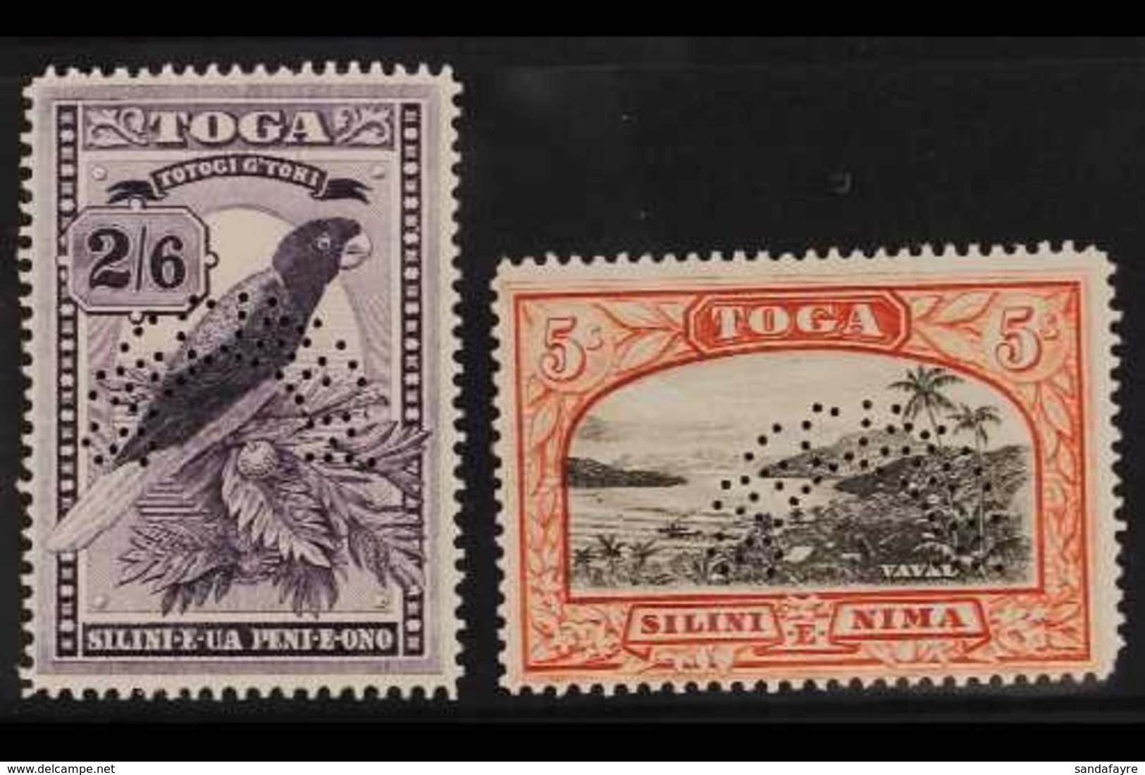 1942 2s 6d And 5s, SG 81/82, Perforated "Specimen", Very Fine Mint. (2 Stamps) For More Images, Please Visit Http://www. - Tonga (...-1970)