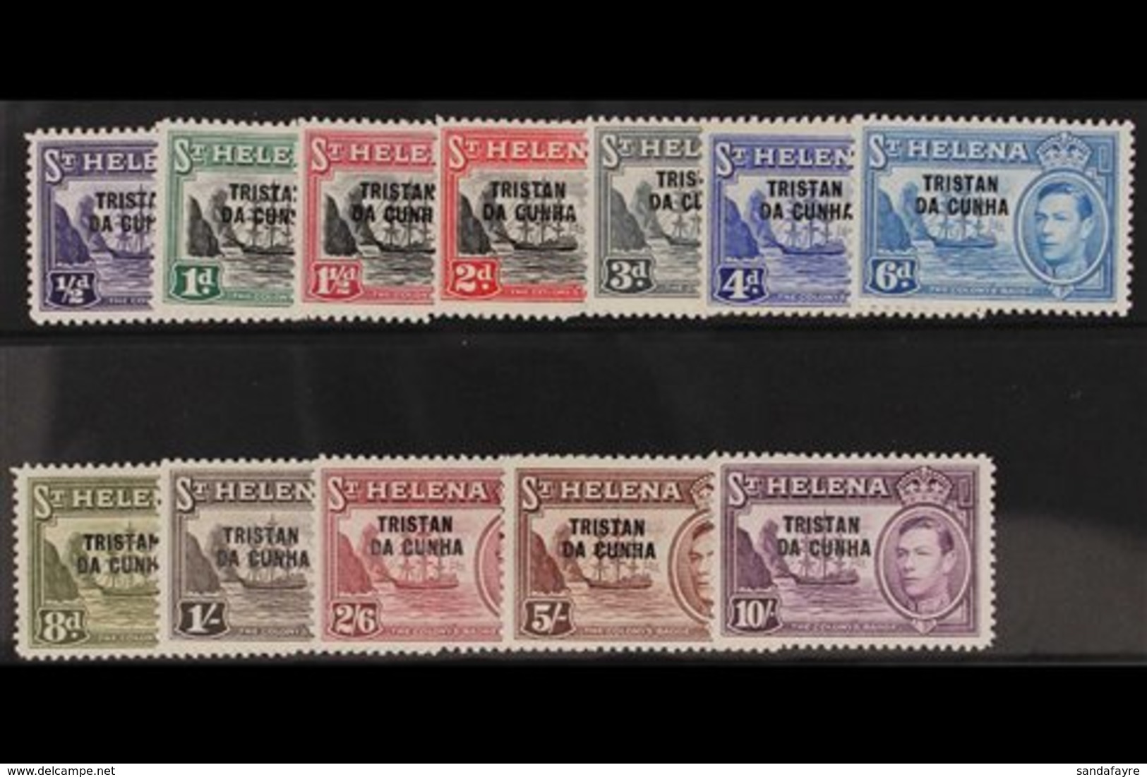 1952 Complete Overprinted Set, SG 1/12, Fine Never Hinged Mint. (12 Stamps) For More Images, Please Visit Http://www.san - Tristan Da Cunha