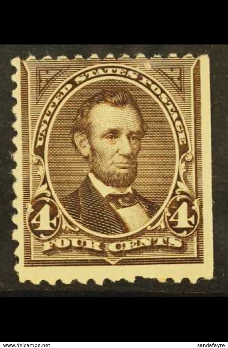 1894 4c Dark Brown, Lincoln, No Watermark, Scott 254, Never Hinged Mint, Centred High, Straight Edge. For More Images, P - Other & Unclassified