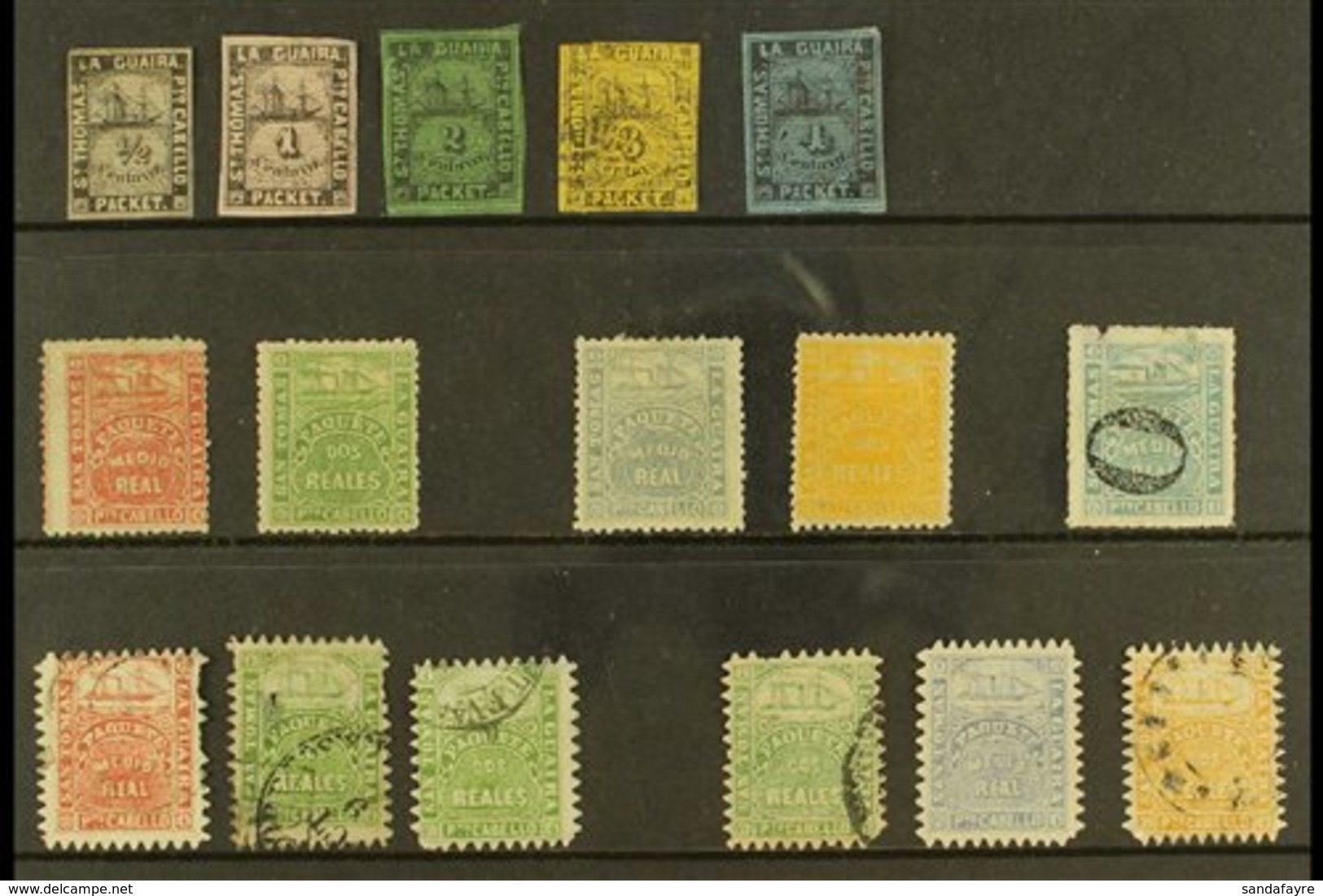 LA GUIARA LOCALS 1864-70 UNUSED & USED COLLECTION. Includes 1864-69 Imperf Set Of All Values, The ½c & 1c With Lines Acr - Venezuela