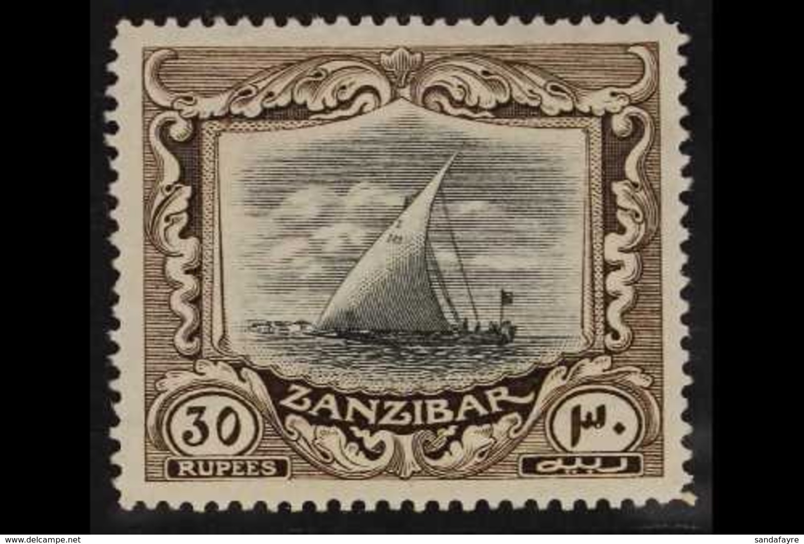 1908 30r Black And Sepia, Wmk Rosette, Dhow SG 241, Very Fine Lightly Hinged Mint. For More Images, Please Visit Http:// - Zanzibar (...-1963)