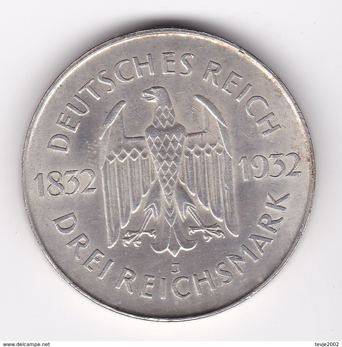 Nb_ Deutsches Reich - 3 Reichsmark - 1932 J - Goethe (6) - 3 Mark & 3 Reichsmark