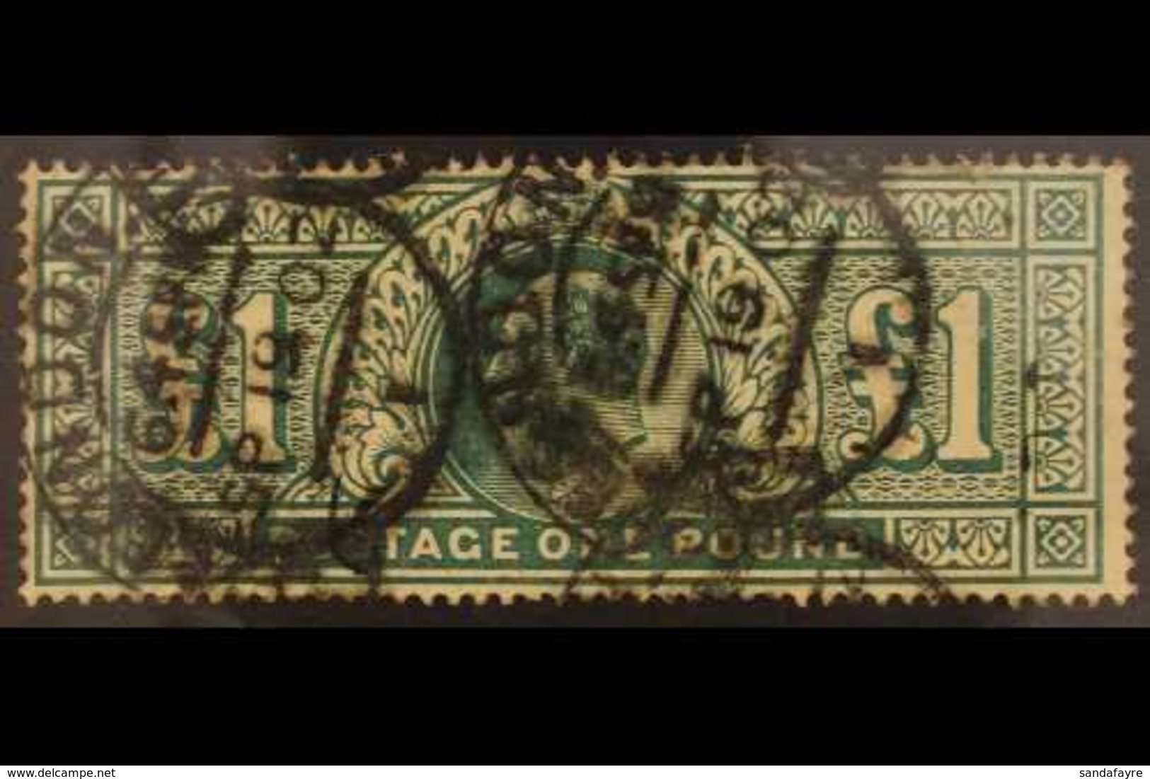 1902-10 £1 Dull Blue-green, De La Rue, SG 266, Good Used With Hooded Circle Pmks, Minor Faults. Cat £825. For More Image - Sin Clasificación