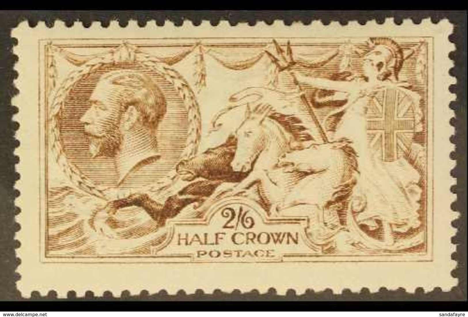 1915 2s6d Yellow- Brown (worn Plate) De La Rue Seahorse, SG 406, Mint Very Lightly Hinged. For More Images, Please Visit - Sin Clasificación