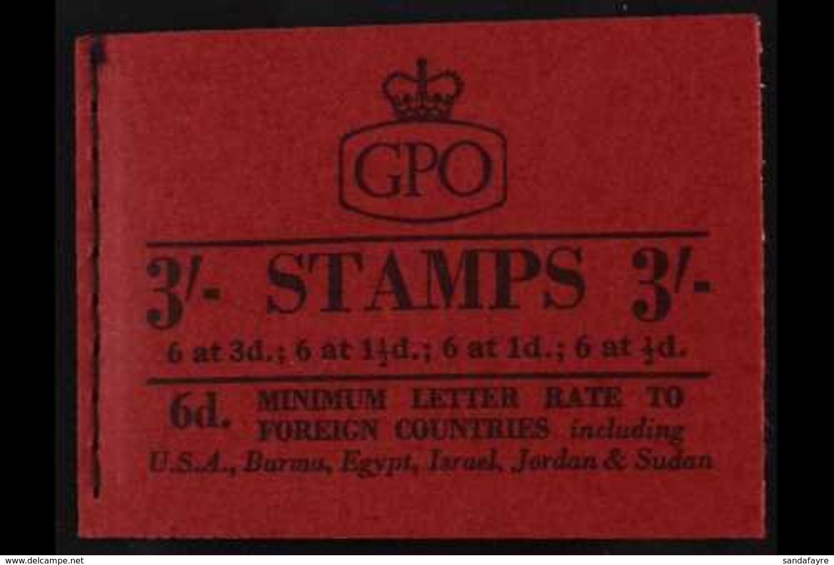 1959 GRAPHITE BOOKLET. 3s Black / Red August 1959 Booklet, SG M13g, Very Fine, Lovely Condition. For More Images, Please - Other & Unclassified