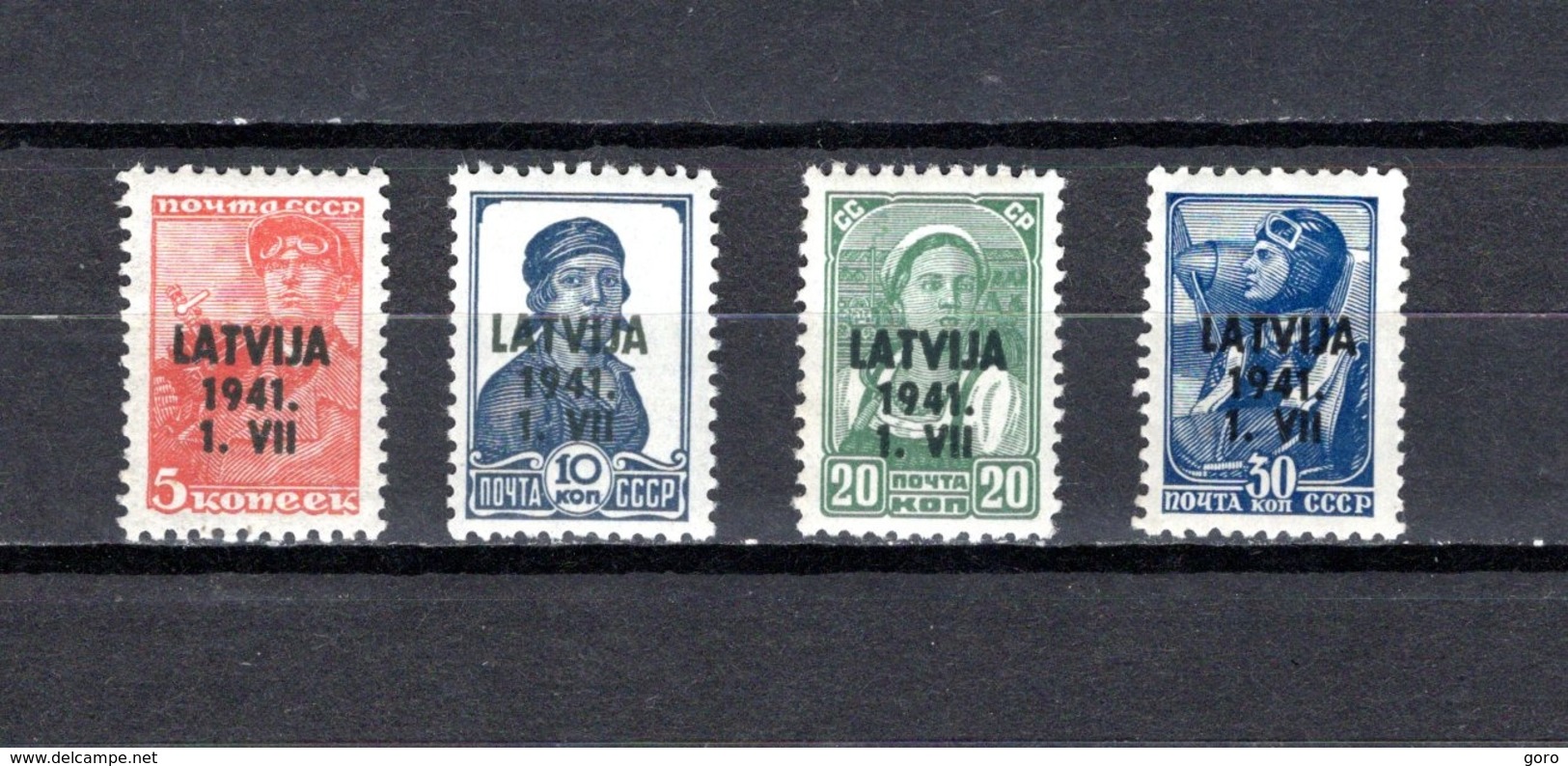Letonia   1941 .-   Y&T  Nº   1/2 - 4/5   **    Ocupación Alemana - Letonia