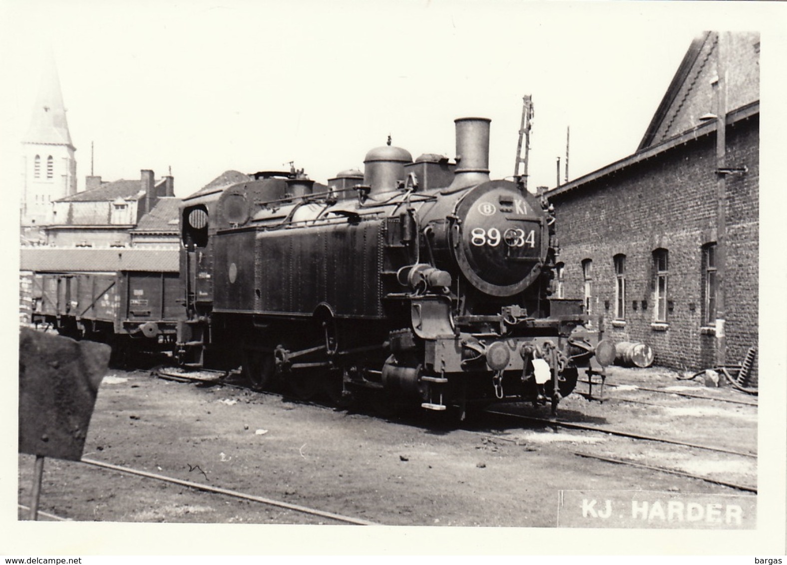 Photo SNCB NMBS Chemins De Fer Belges Train Locomotive Cachet Cliché KJ Harder - Treni