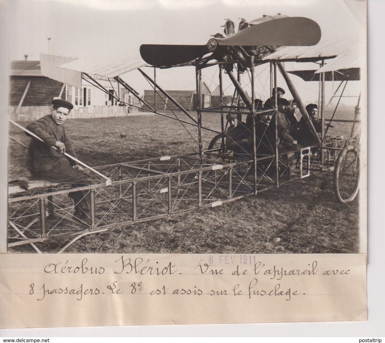 AEROBUS BLERIOT VUE DE L'APPAREIL 8 PASSAGERS ASSIS SUR LE FUSELAGE 18*13CM Maurice-Louis BRANGER PARÍS (1874-1950) - Aviación