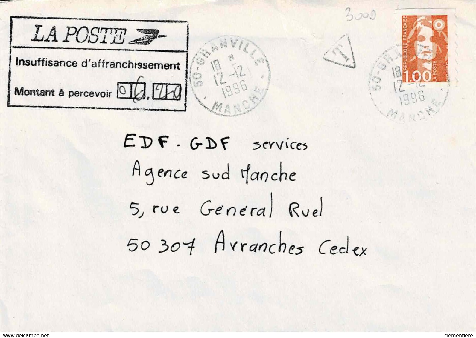 TP N ° 3009 Seul  Sur Enveloppe De  Granville Avec Taxe à Percevoir De 6,20fr - 1961-....