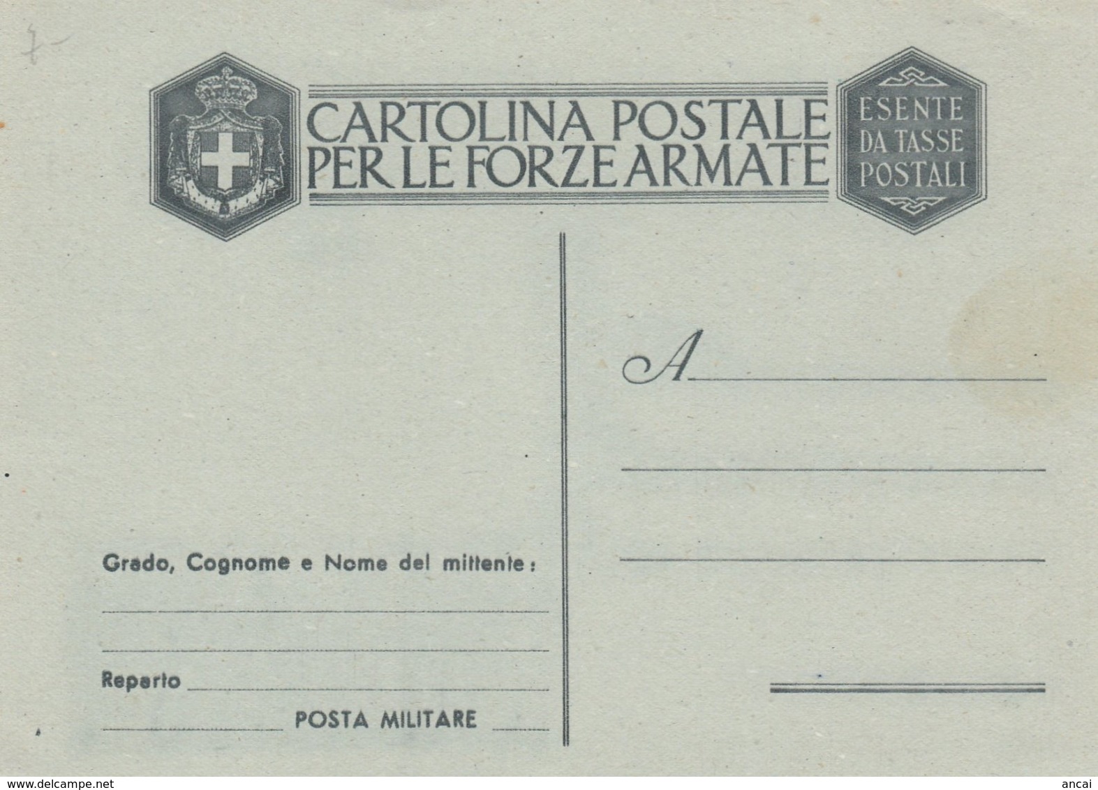 Cartolina Postale PER LE FORZE ARMATE. Nuova. - Documenti