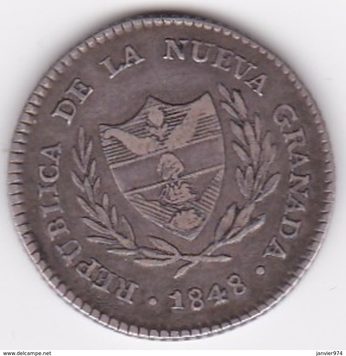 Colombie Nueva Granada. 2 Reales 1848 Bogota . Argent . KM# 105 - Colombia