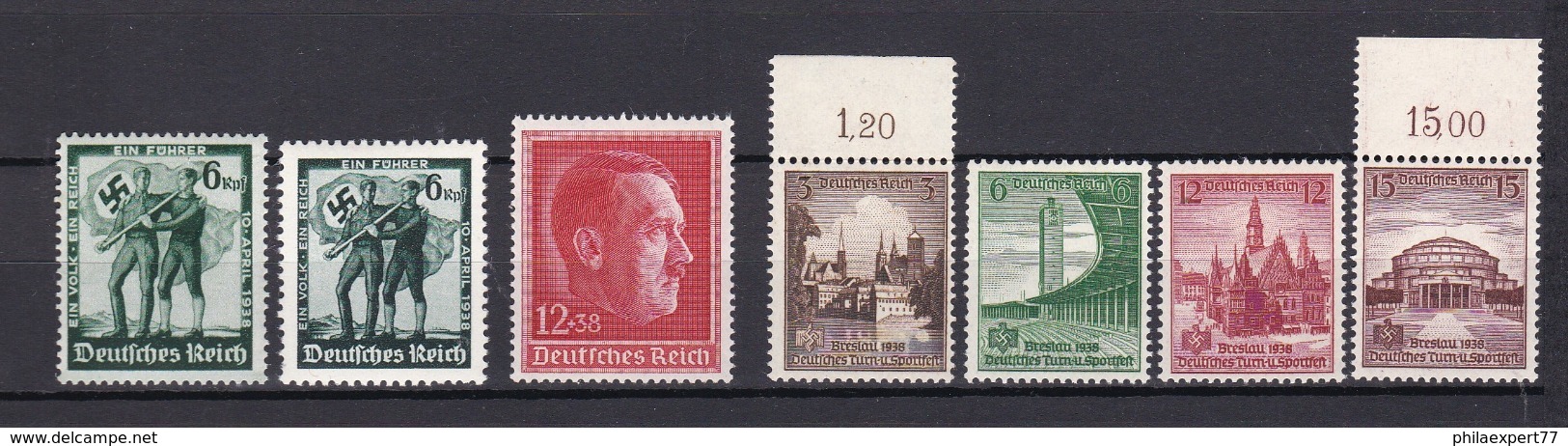 Deutsches Reich - 1938 - Michel Nr. 662/668 - Postfrisch - 44 Euro - Unused Stamps