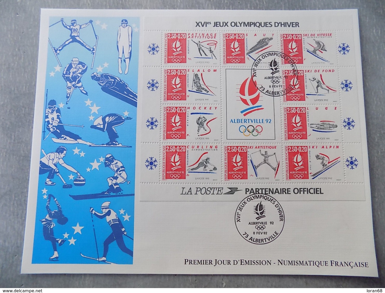 Premier Jour (FDC) Grand Format France 1992 : Jeux Olympiques D'hiver D'Albertville (bloc Feuillet) - 1990-1999