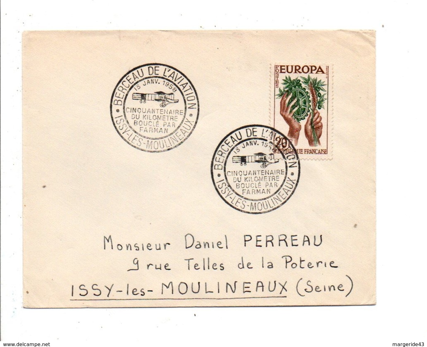 OBLITERATION ISSY LES MOULINEAUX BERCEAU DE L'AVIATION 1958 - Cachets Commémoratifs