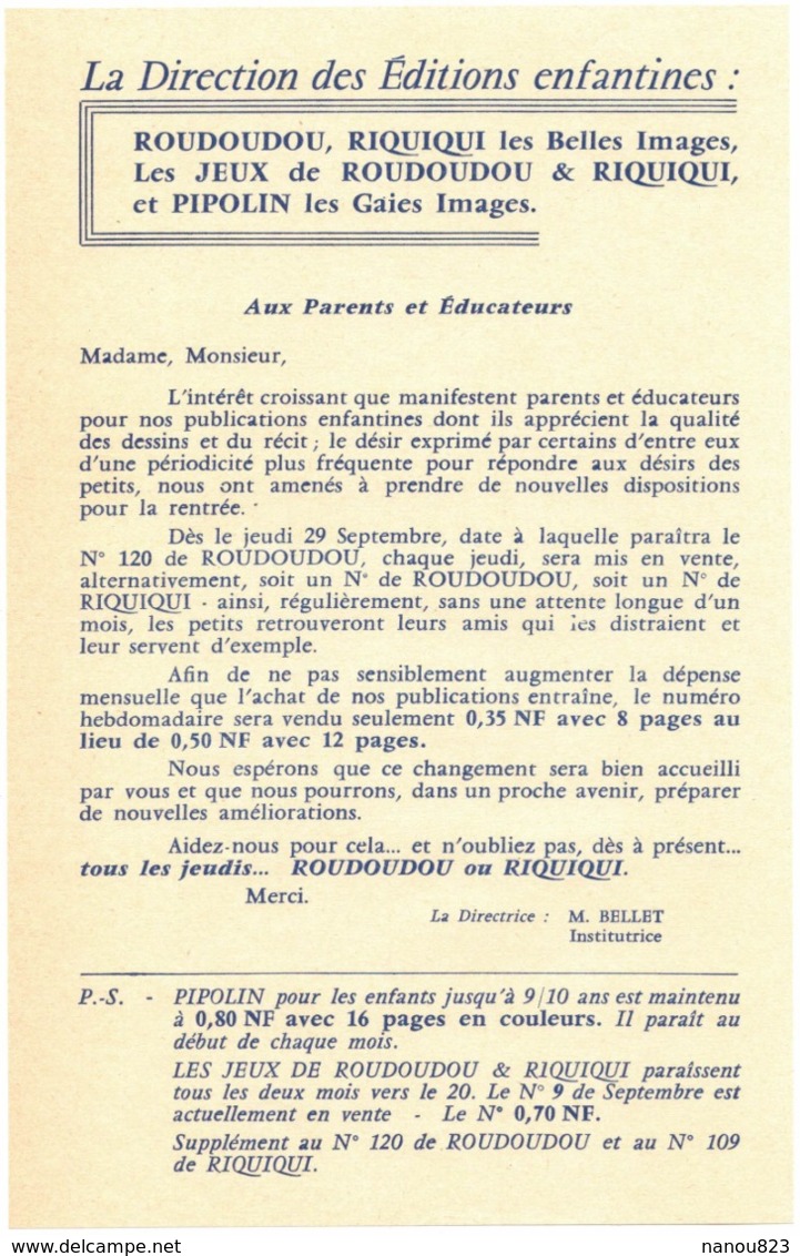 ROUDOUDOU LES PLUS BELLES IMAGES N° 120 AVEC SUPPLEMENT SEPTEMBRE 1960 UN JEUDI ROUDOUDOU UN JEUDI RIQUIQUI AQUARELLE - Autres & Non Classés