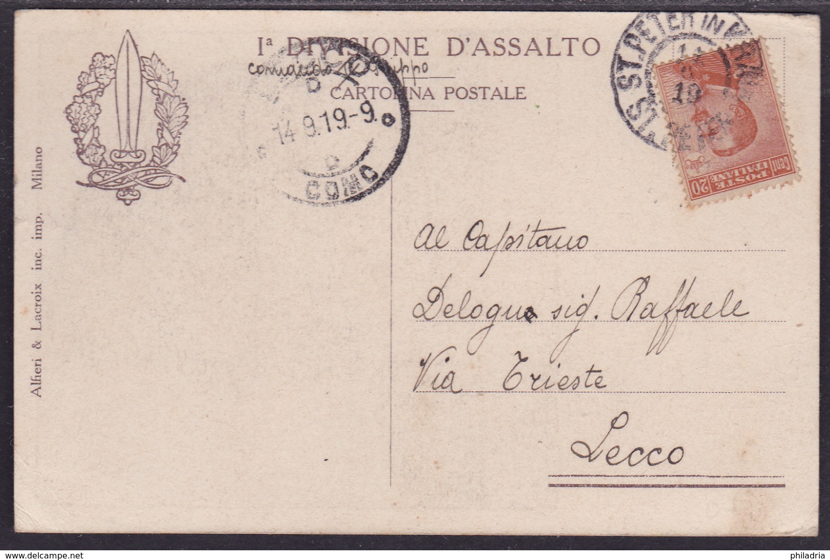 1. Divisione D'assalto, From St. Peter (Pivka), 1919 To Italy - Reggimenti